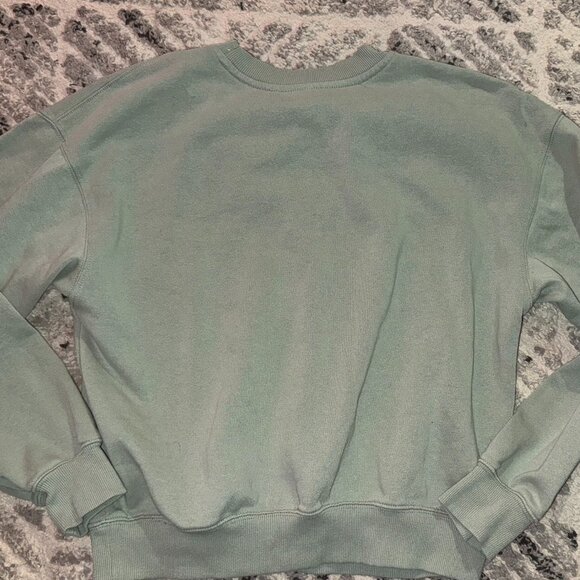 H&M Divided Women XS Pastel Green Harvard Cropped Crewneck Hoodie Pullover - Picture 4 of 8